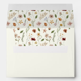 Elegant Ivory Cream Botanical Wildflower Butterfly Envelope