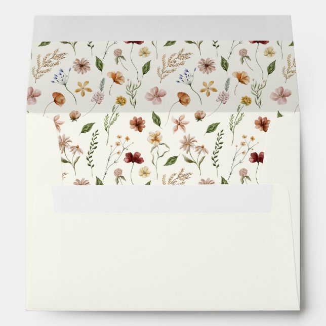 Elegant Ivory Cream Botanical Wildflower Butterfly Envelope (Back (Bottom))