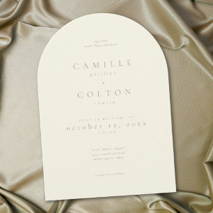 Elegant Ivory Cream Minimalist Arch Wedding Invitation