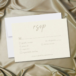Elegant Ivory Cream Minimalist Wedding RSVP Card