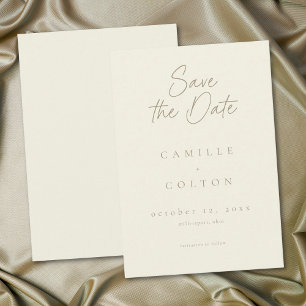 Elegant Ivory Cream Minimalist Wedding Save The Date