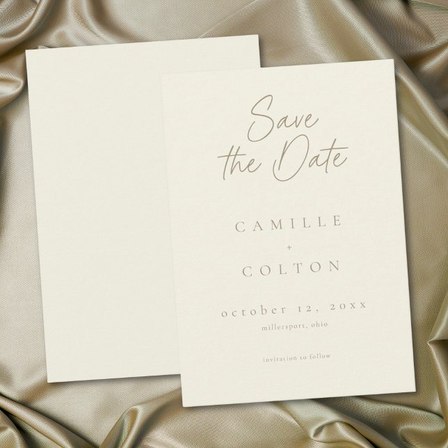 Elegant Ivory Cream Minimalist Wedding Save The Date (Elegant Ivory Cream Minimalist Wedding Save The Date)