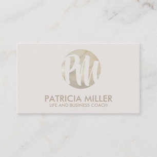 Elegant Ivory Cream Pearl Monogram Business Card