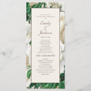 Elegant Ivory Cream Vintage Floral Wedding Program Programme
