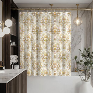 Elegant Ivory Curtain Victorian Damask Bath Accent