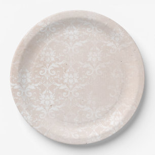 Elegant Ivory damask for all occasions Paper Plate