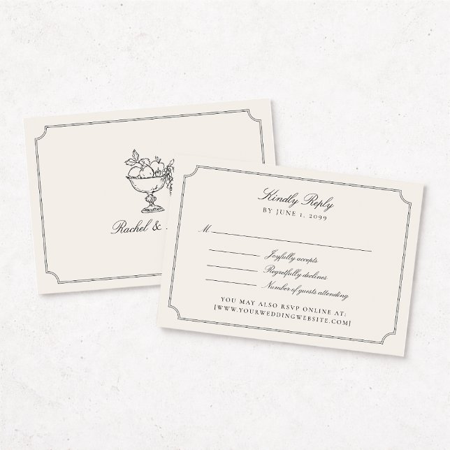 Elegant Ivory Double Frame Wedding RSVP Card (Creator Uploaded)