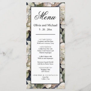 Elegant ivory dusty pink green watercolor floral  menu