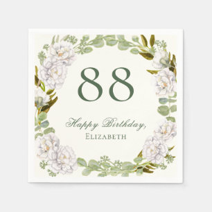Elegant Ivory Floral 88th Birthday Napkins