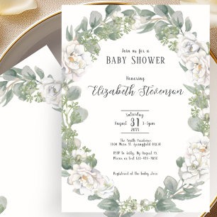 Elegant Ivory Floral Baby Shower Invitation