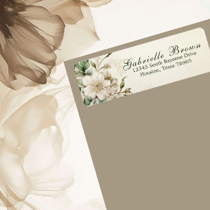 Elegant Ivory Floral Bouquet Return Address