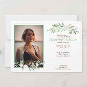 Elegant Ivory Floral Celebration of Life Funeral Thank You Card