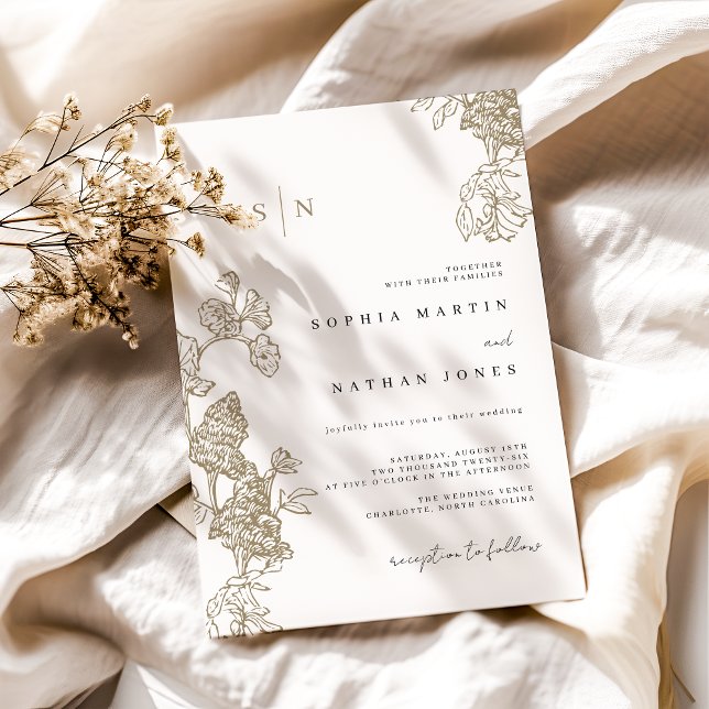 Elegant Ivory Floral Lace Wedding Invitation (Creator Uploaded)