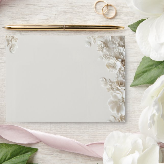 Elegant ivory floral minimalist wedding envelope  (Wedding)
