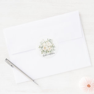 Elegant Ivory Floral Wedding Classic Round Sticker