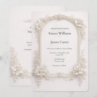 Elegant Ivory Floral Wedding Invitation. Invitation