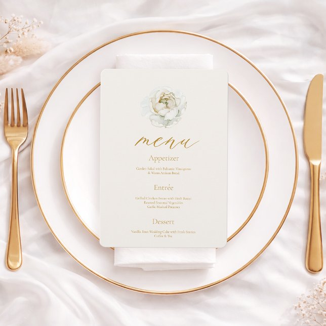 Elegant Ivory Floral Wedding Menu Card  (Creator Uploaded)