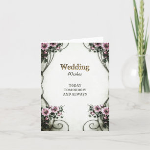 Elegant Ivory Floral Wedding Wishing Congrates Thank You Card