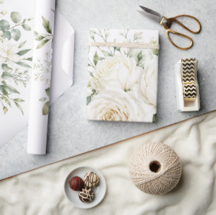 Elegant Ivory Floral Wedding Wrapping Paper