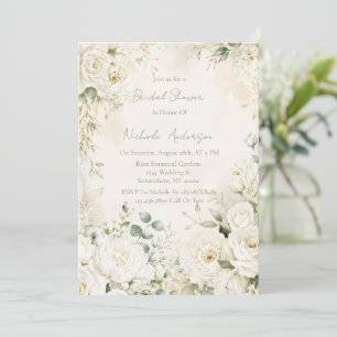 Elegant Ivory Florals Bridal Shower  Invitation