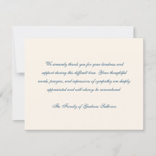 Elegant Ivory Funeral Acknowledgement Thank You Card