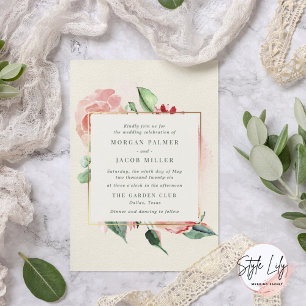Elegant Ivory Garden Floral Wedding Invitation