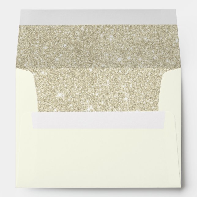 Elegant Ivory Glitter Wedding Envelopes (Back (Bottom))