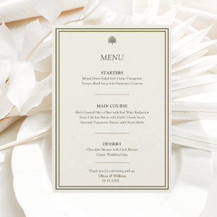 Elegant Ivory & Gold 5x7 Wedding Reception Menu