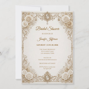 Elegant Ivory Gold Bridal Shower Invitation