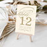 Elegant Ivory Gold Calligraphy Wedding Monogram Table Number<br><div class="desc">Each table number card must be customised via Personalise it" and individually added to the shopping cart. Elegant antique gold, champagne, and soft white / light ivory design includes a flourished monogram and calligraphy accents. For two-sided table number cards, simply click "Clear" to remove the damask pattern image that would...</div>