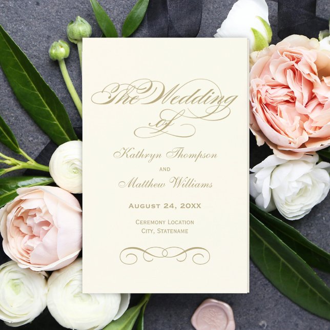 Elegant Ivory Gold Calligraphy Wedding Programs (Creator Uploaded)