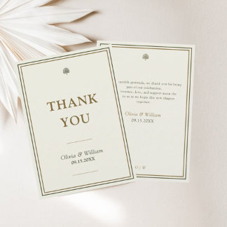Elegant Ivory & Gold Custom Message Wedding Thank You Card