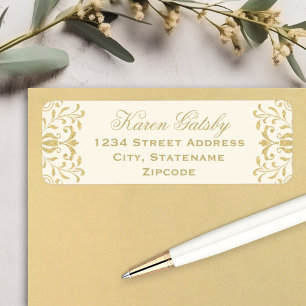 Elegant Ivory Gold Damask Wedding Address