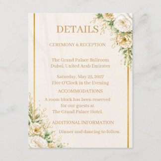 Elegant Ivory & Gold Floral Wedding Suite Collecti Enclosure Card