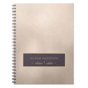 Elegant Ivory Gold Foil Name and Text Personalised Notebook