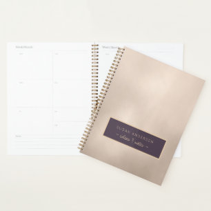Elegant Ivory Gold Foil Name and Text Personalised Planner