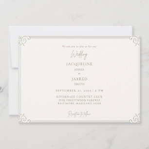 Elegant Ivory Gold Frame Wedding  Invitation