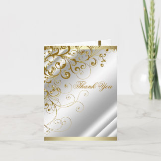 Elegant Ivory Gold Swirl Thank You Card