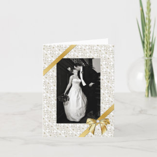 Elegant Ivory & Gold Wedding Photo Thank You Card