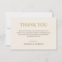 Elegant Ivory & Gold Wedding Thank You
