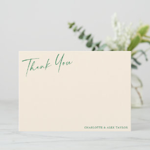 Elegant Ivory Green Calligraphy Engagement Party Thank You Card
