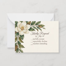 Elegant Ivory Magnolia Wedding RSVP