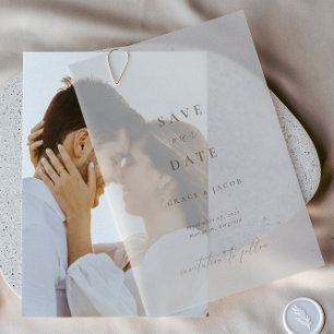 Elegant Ivory Minimalist Save Our Date Vellum Invitations