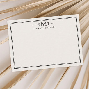 Elegant Ivory Minimalist Three Letter Monogram Card