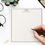 Elegant Ivory Minimalist Three Letter Monogram Notepad<br><div class="desc">Create your own personalized notepad with elegant three letter monogram initials and name with simple border design in black and ivory color.</div>