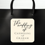 Elegant Ivory Minimalist Typography Wedding Square Sticker<br><div class="desc">This sleek ivory wedding sticker features beautiful minimalist black typography on the cream colour for your formal event. Traditional colours combined with the current trend of simple script on neutral colour accessory for reception favours or invitation seals.</div>