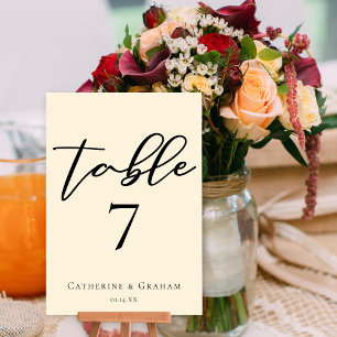 Elegant Ivory Minimalist Typography Wedding Table Number