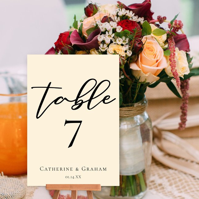 Elegant Ivory Minimalist Typography Wedding Table Number (Creator Uploaded)