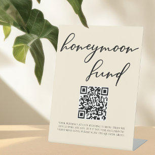 Elegant Ivory Minimalist Wedding Honeymoon Fund Pedestal Sign