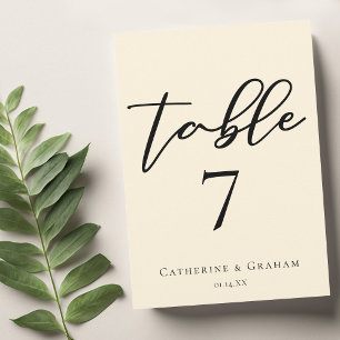 Elegant Ivory Minimalist Wedding Table Number Card